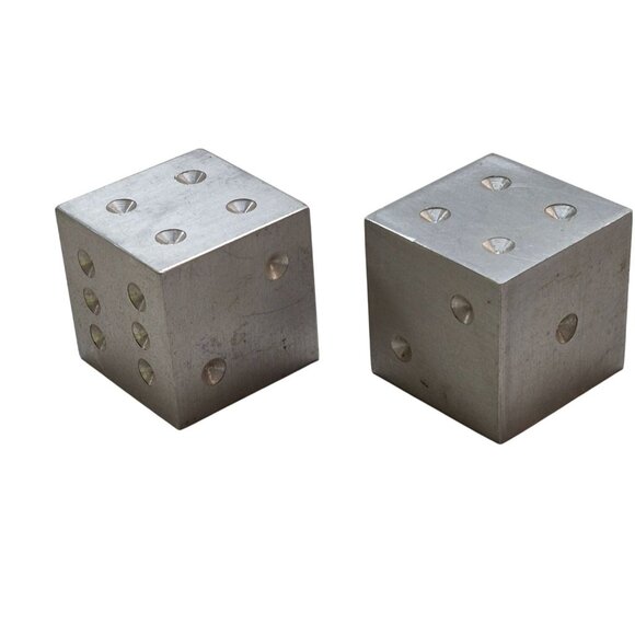 Vintage Large Aluminum Dice Pair 2" - Picture 2 of 5